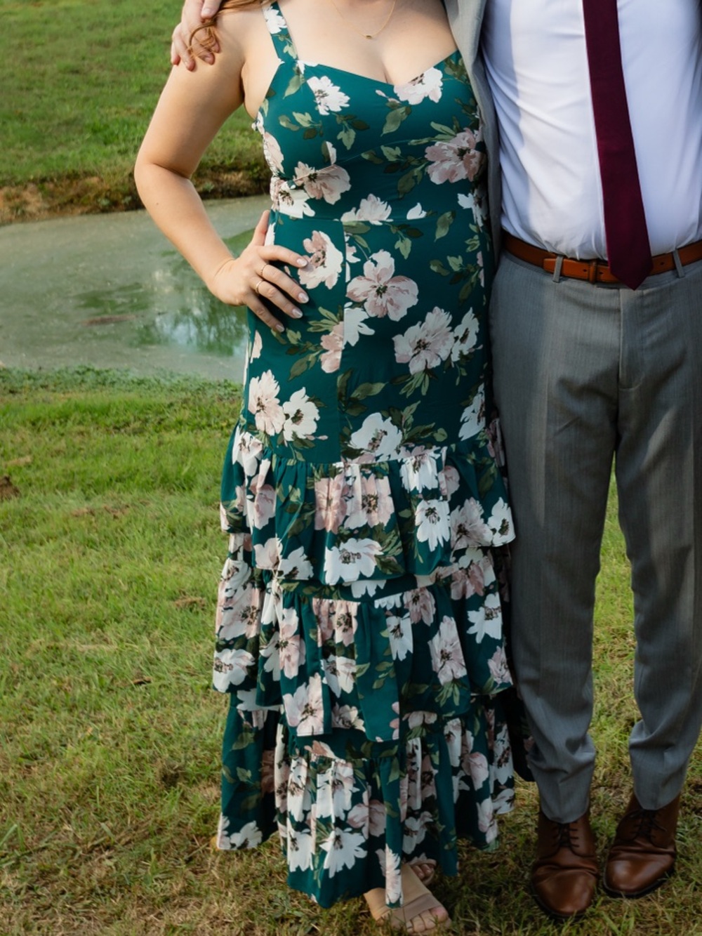 Abercrombie & Fitch Dark Green Floral Tiered Maxi Dress - Picture 2 of 4